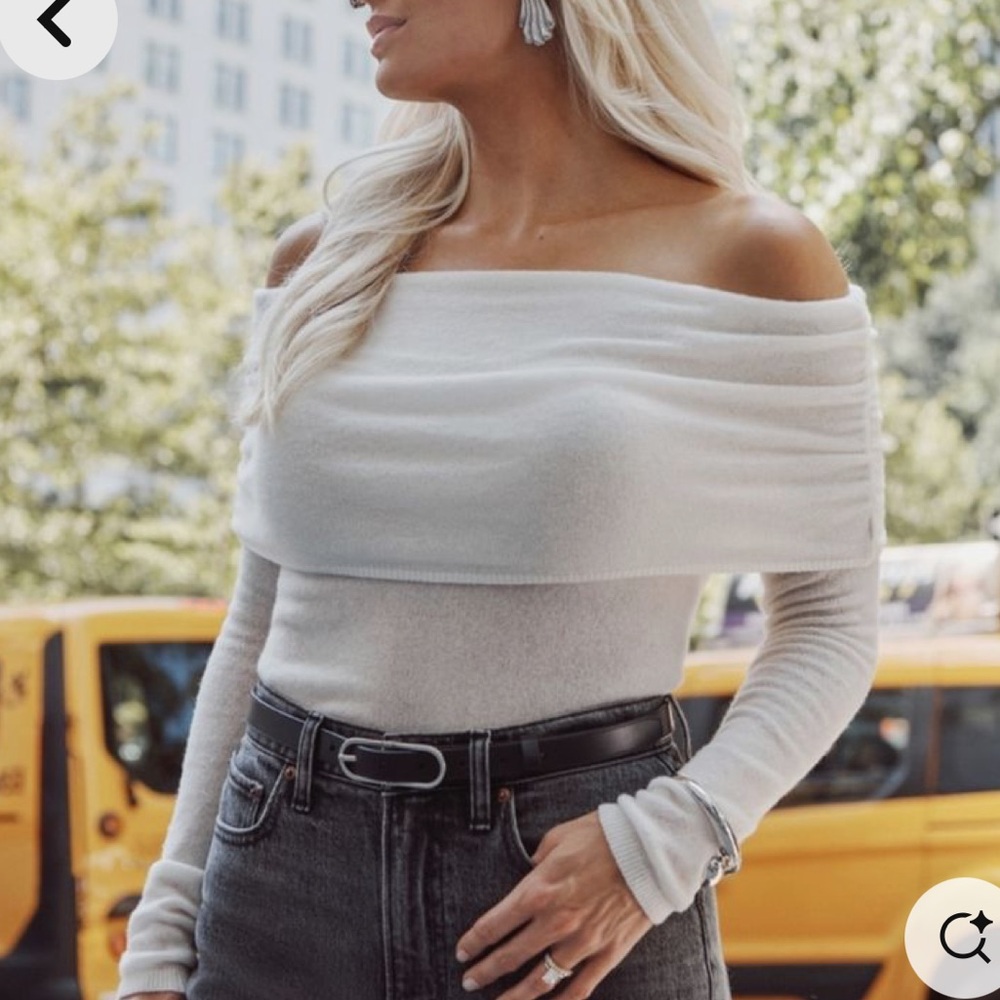 Abercrombie & Fitch Off-Shoulder Cream Sweater